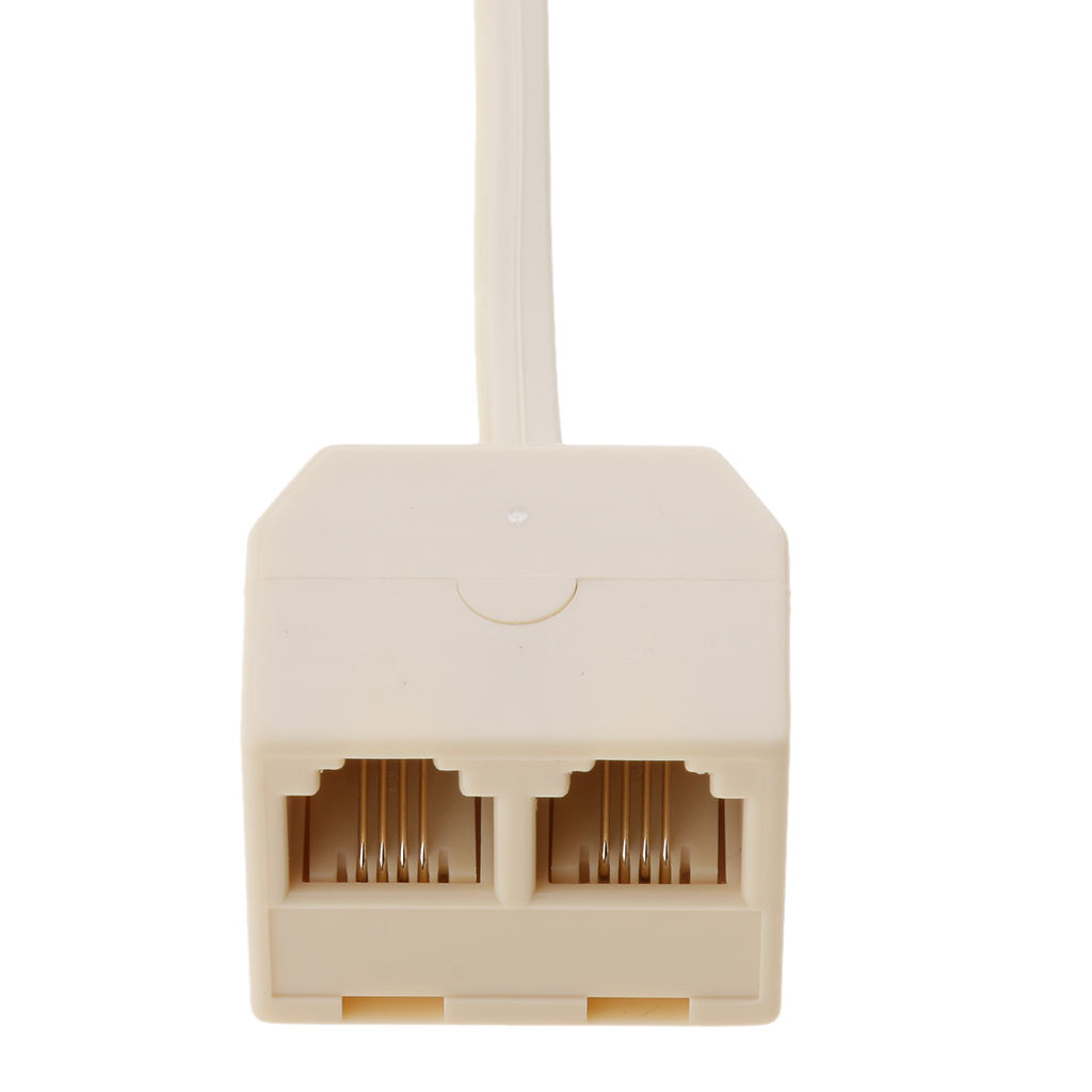 Female RJ11 Socket to Male US Plug Telephone Landline Phone Adapter Beige