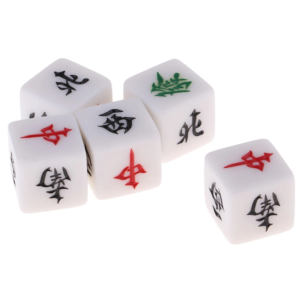 MagiDeal Board Game Mahjong Accessories Set of 5 Acrylic Dices Entertainment Games Accs Travel Entertainment Game Dices