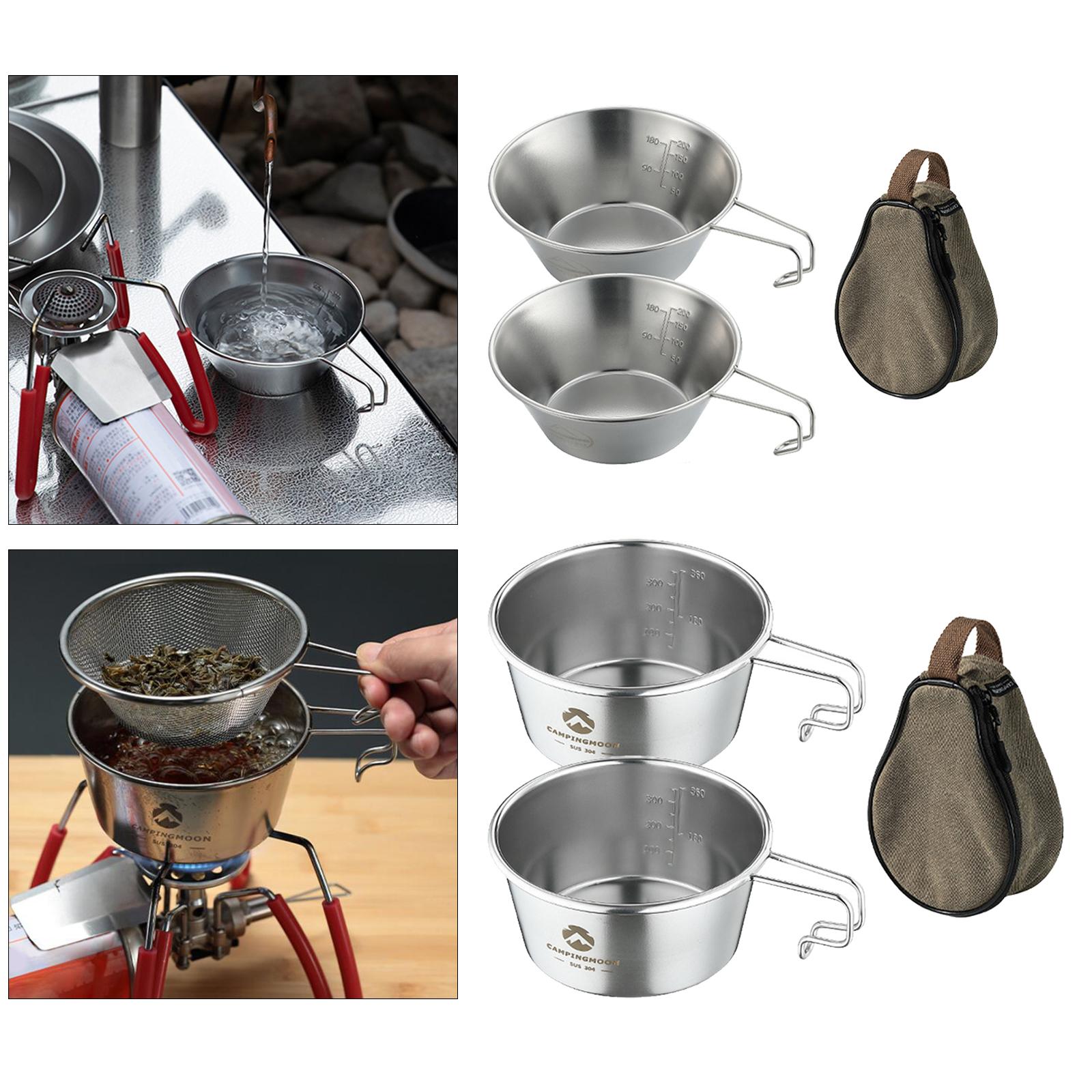 2Pcs Camping Bowls Kitchen Utensils with Storage Bag, Outdoor Dinnerware Adventure Camp Picnic Dishes Mix Pan for Snacks