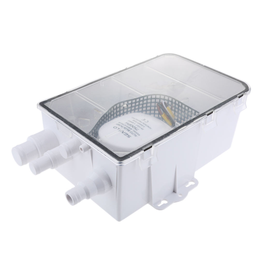 600GPH 24V Shower Sump Pump System Auto Bilge Drain Box Air Vent Boat RV