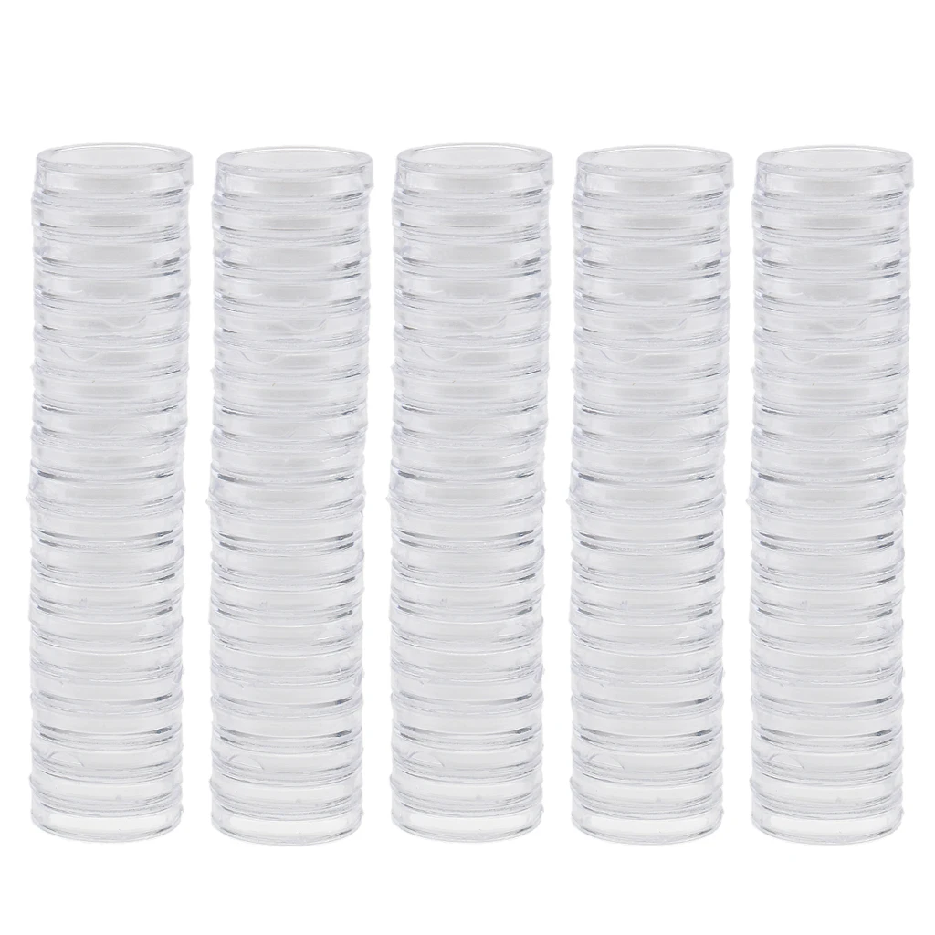 100x Plastic Coin Capsules Coin Storage Box Container Protective Cover 19 38mm
