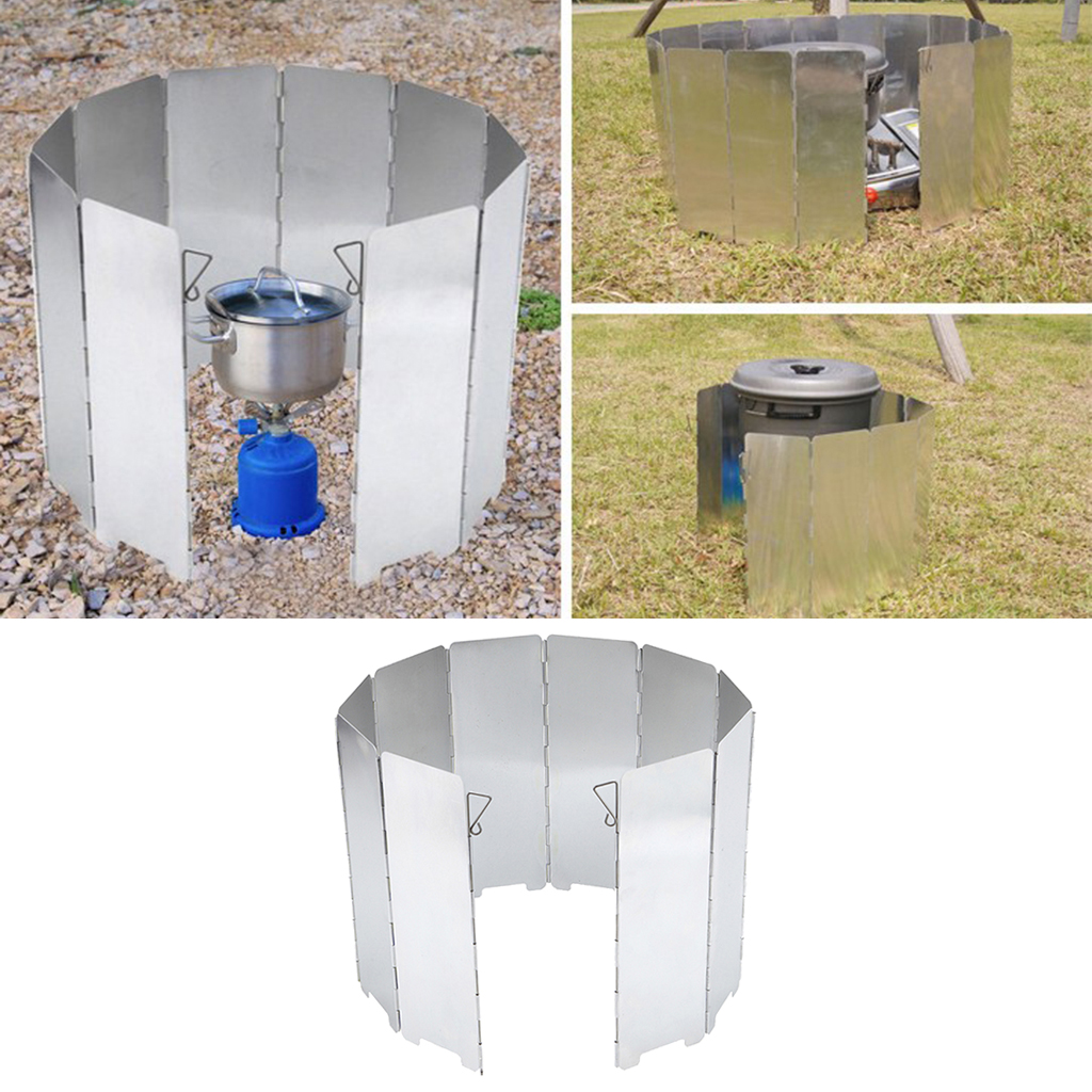 10 Plate Stove Folding Wind Screen Camping Burner Windshield Cooking In