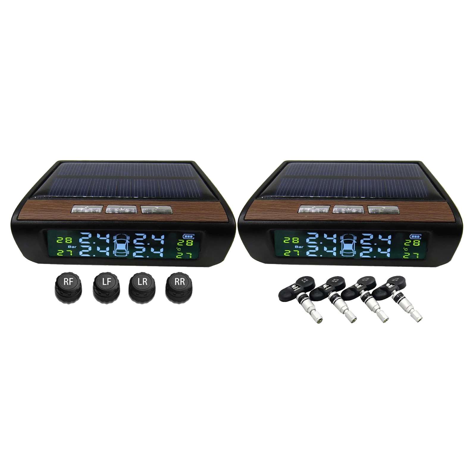 Solar TPMS Car Tire Pressure Alarm Monitor System 4 Sensor Temperature Alert