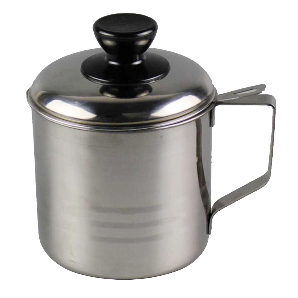 Stainless Oil Strainer Cup Can Container with Filter Mesh Kitchen Cookware