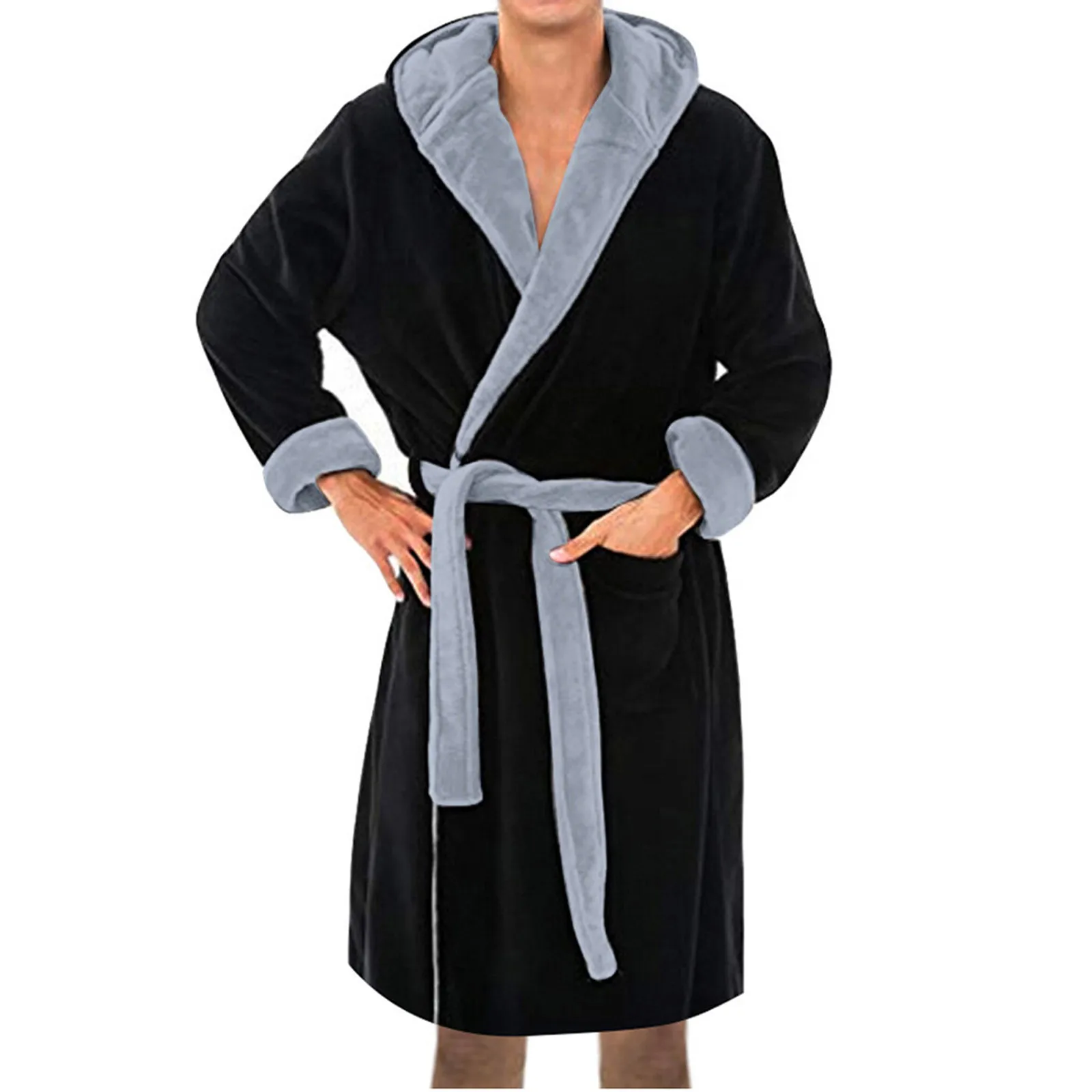 cotton pajamas for men Men's Winter Lengthened Plush Shawl Bathrobe Home Clothes Long Sleeve Robe Coat Bath Robe Peignoir Homme Flannel Robe 2022 mens silk pajamas short set