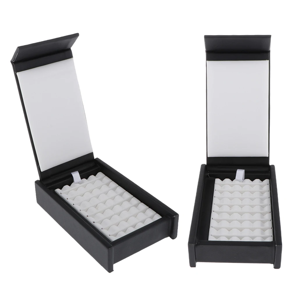 2Pcs Sturdy Gemstone Ruby Display Box Gift Stone Crystal Ring Storage Case Black