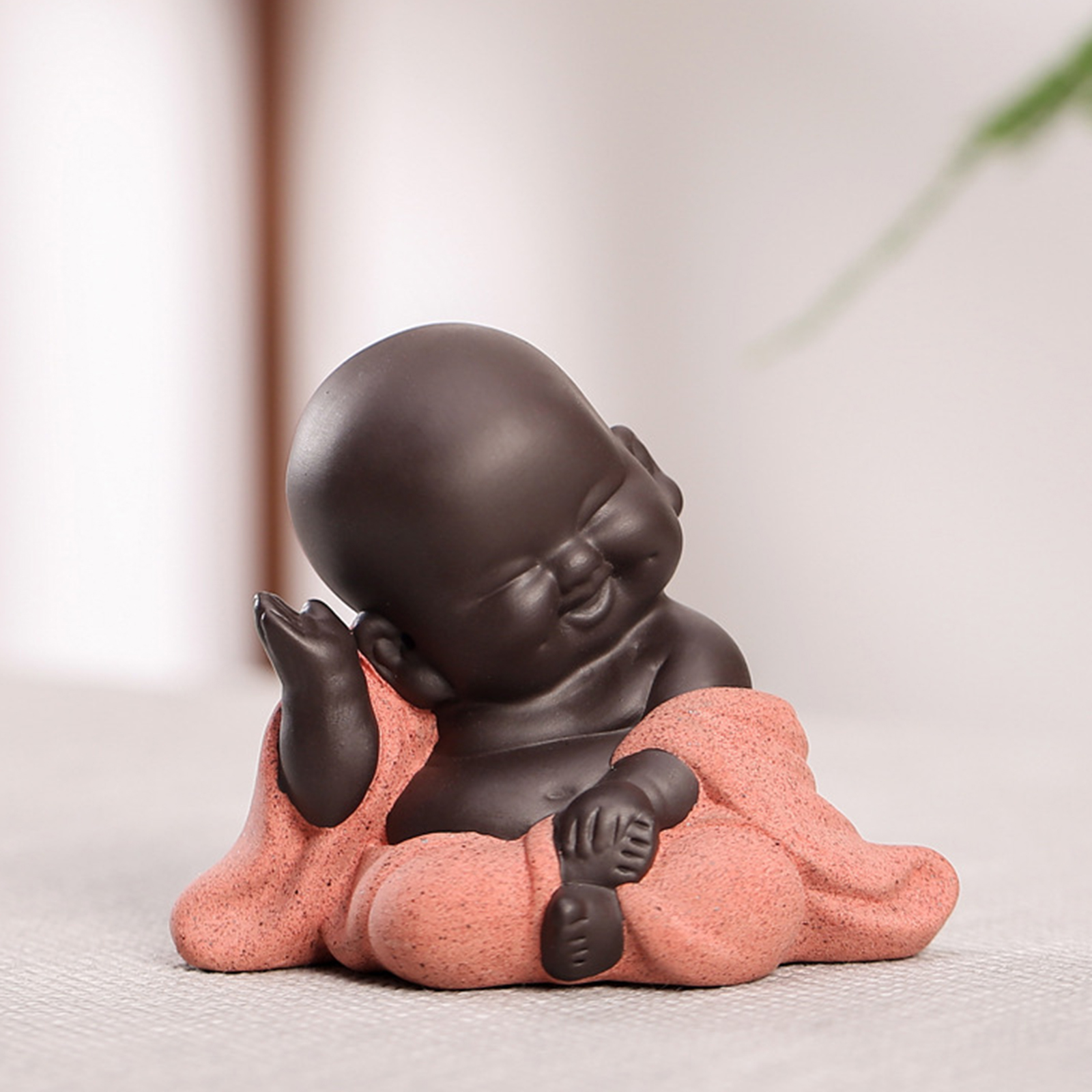 Ceramic Little Baby Monk Happy Buddha Statue Figurine Ornaments Dolls Arts