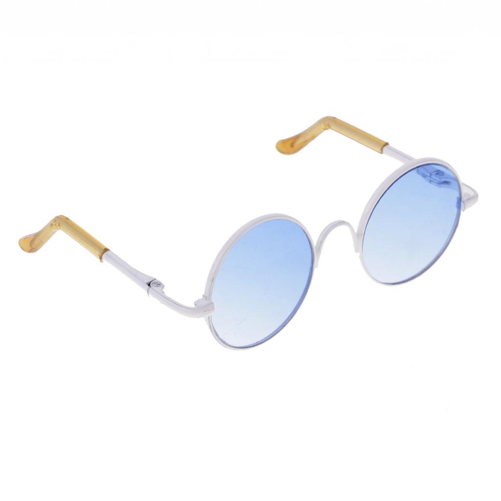 Pair of Fashion Retro Hippy Round Glasses Eyewear Eyeglasses for 1/3 BJD SD AS DZ MSD YOSD White
