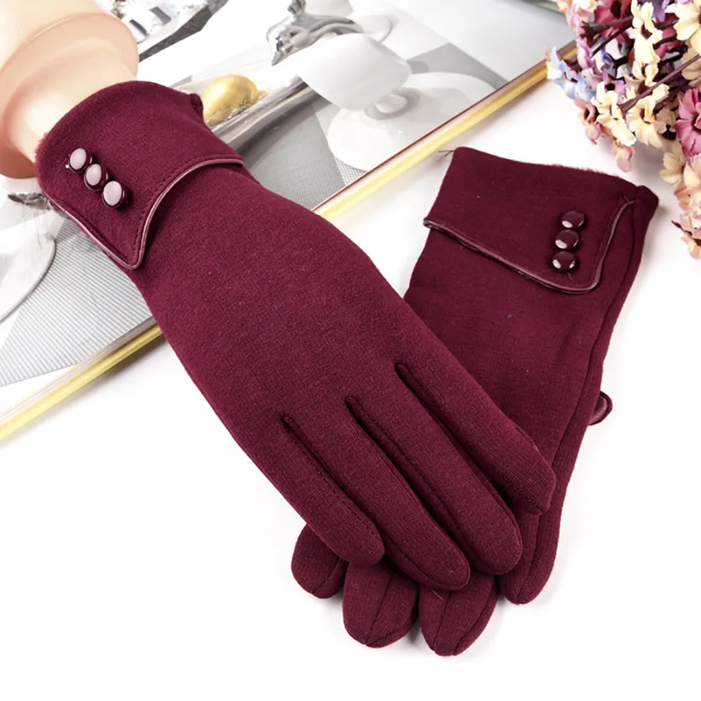 UK Women's Touch Screen Skidproof Gloves Lady Winter Wool Warm Mittens Gloves 