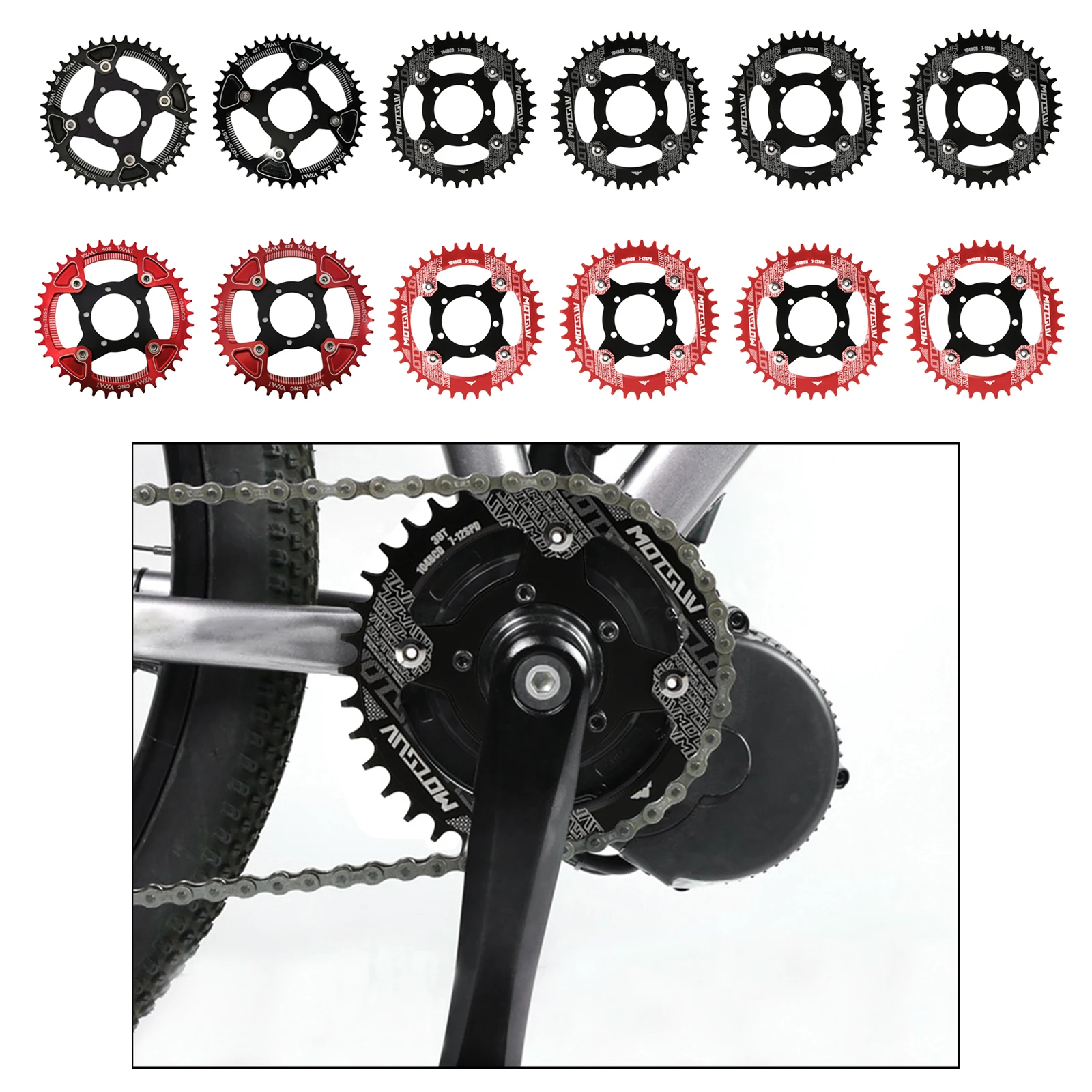 E-bike 104BCD 32/34/36/38/40/42T Chainring Adapter For Bafang Mid Drive Motor Electric Bike Aluminium Alloy Chainrings