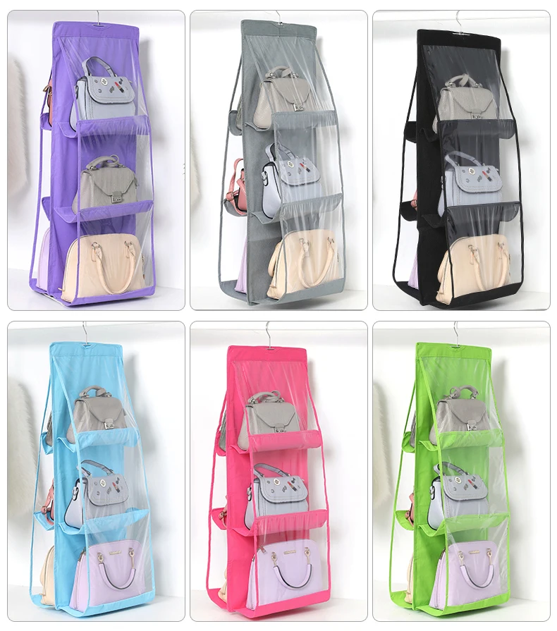 6Pockets Foldable Hanging Storage Bag Purse Handbag Tote Bag Storage  New 