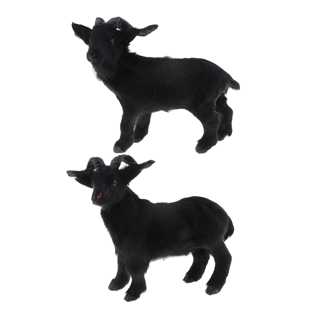 Chinese  Lucky Animal Zodiac Sheep Lamb Goat Statue Plush Toys Black
