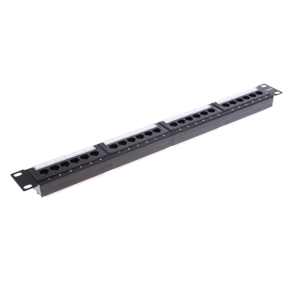 24-Port Patch Panel 1u 19" Rack Mountable T568A T568B Line RJ45 Network Lan