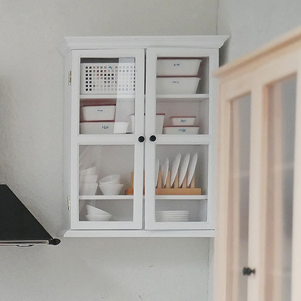 1/6 Scale Miniature Dollhouse Furniture Display Cabinet Model Storage Case Display Case Decoration Toys for Kids