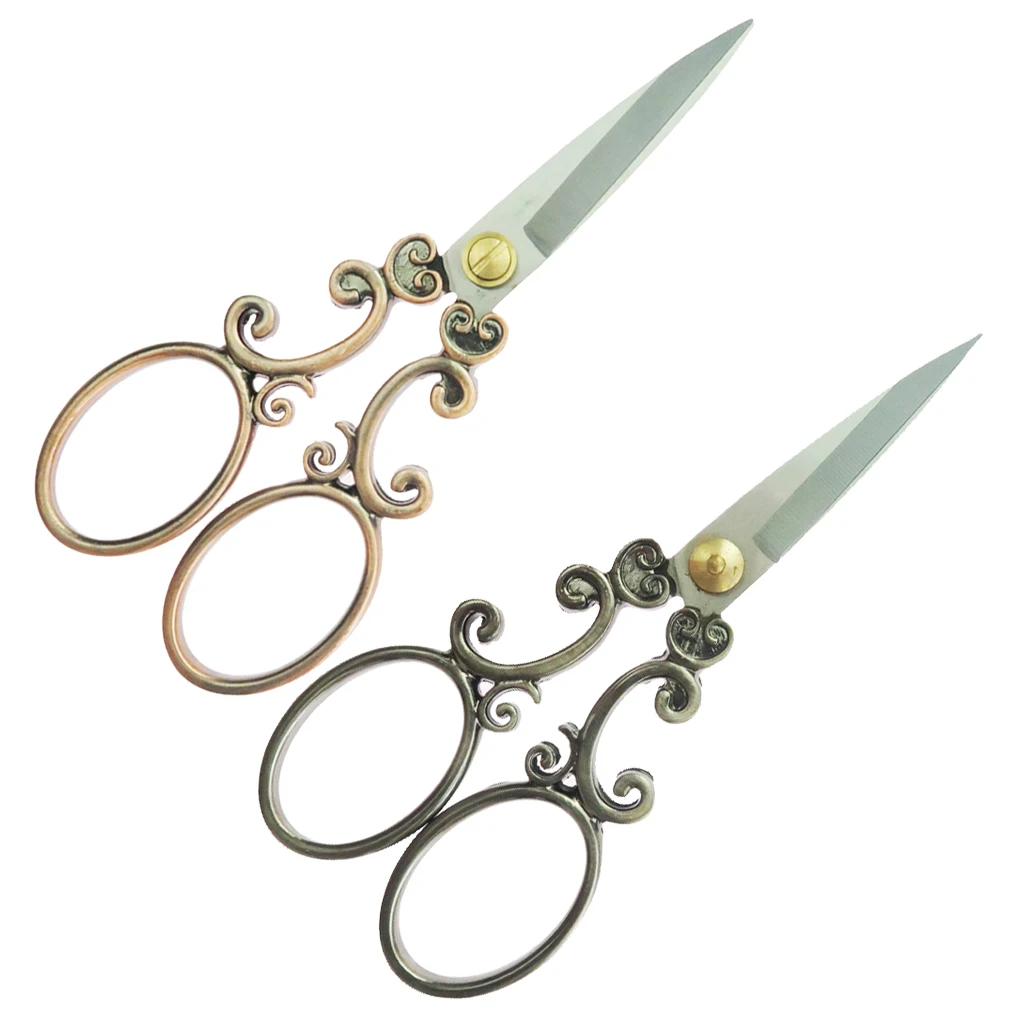 Vintage European Stainless Steel Floral Scissor for Embroidery Sewing Needlework