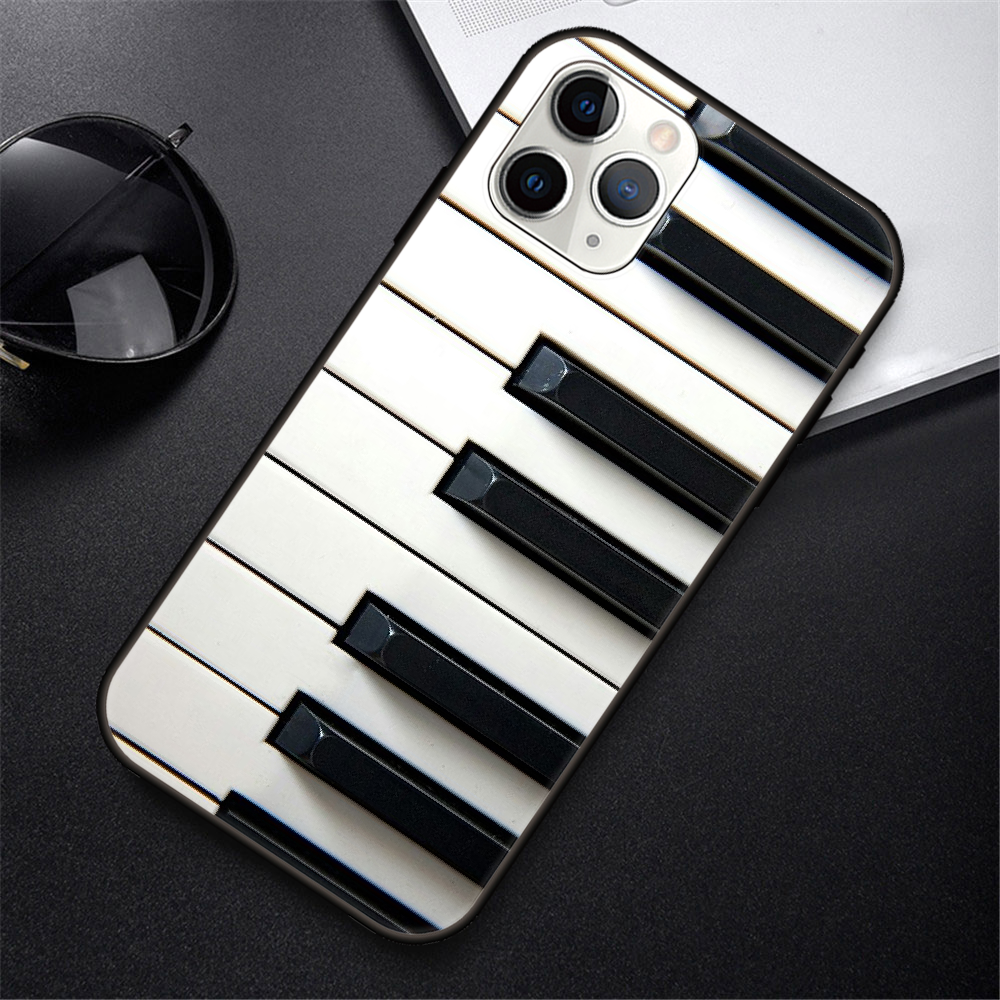 cheap iphone xr cases Phone Case For IPhone 12 Mini 11 Pro XR X MAX SE XS 5 6 6S 7 8 E Plus Black Cover Waterproof Silicone Shell piano guitar music cheap iphone 11 cases