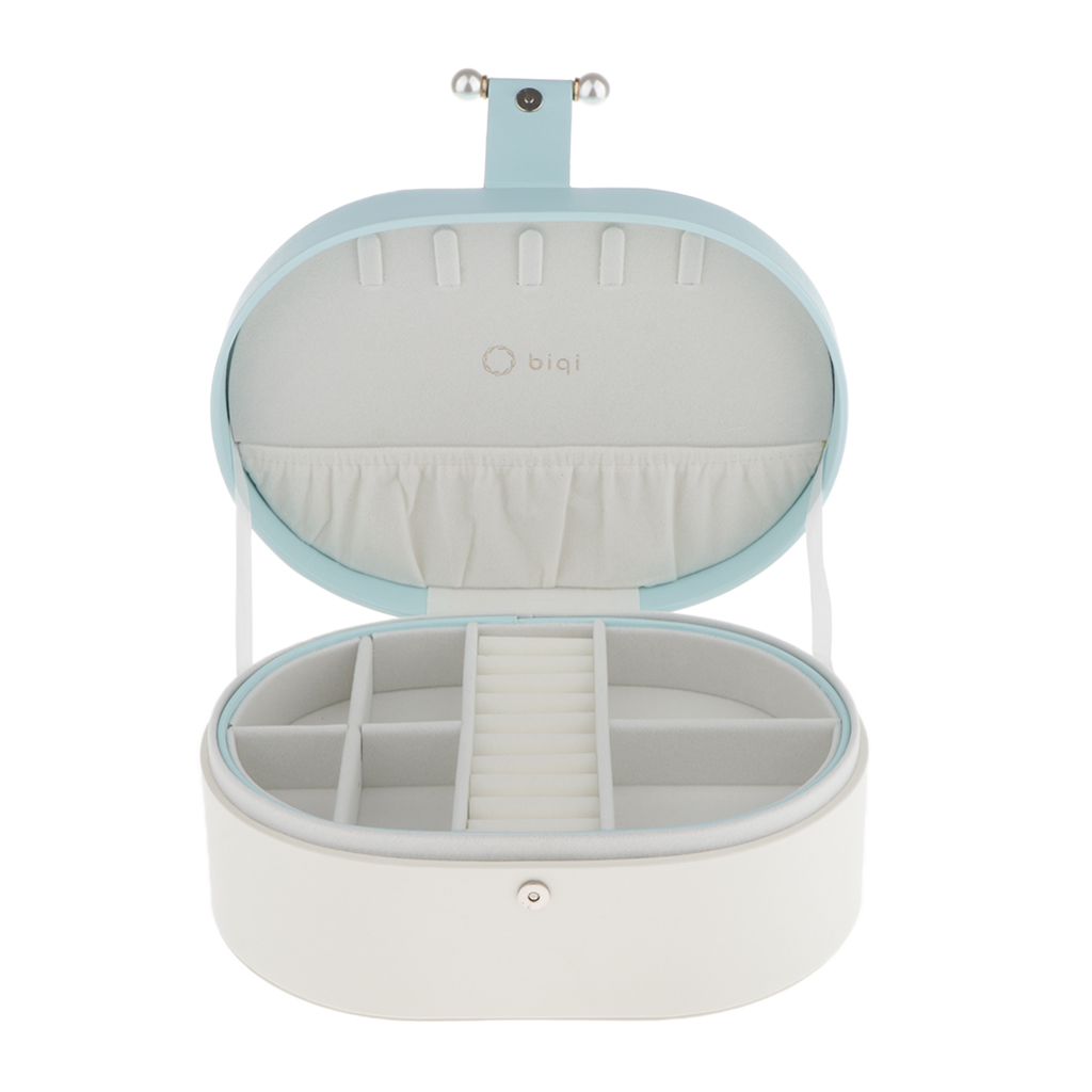 Artificial Leather Oval Double-Layers Jewelry Organizer Jewelry Storage