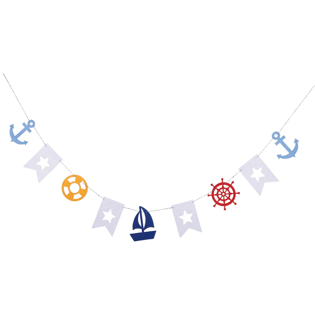 MagiDeal Funny Nautical Style Felt Bunnting Banner Garland Baby Shower Party Decor