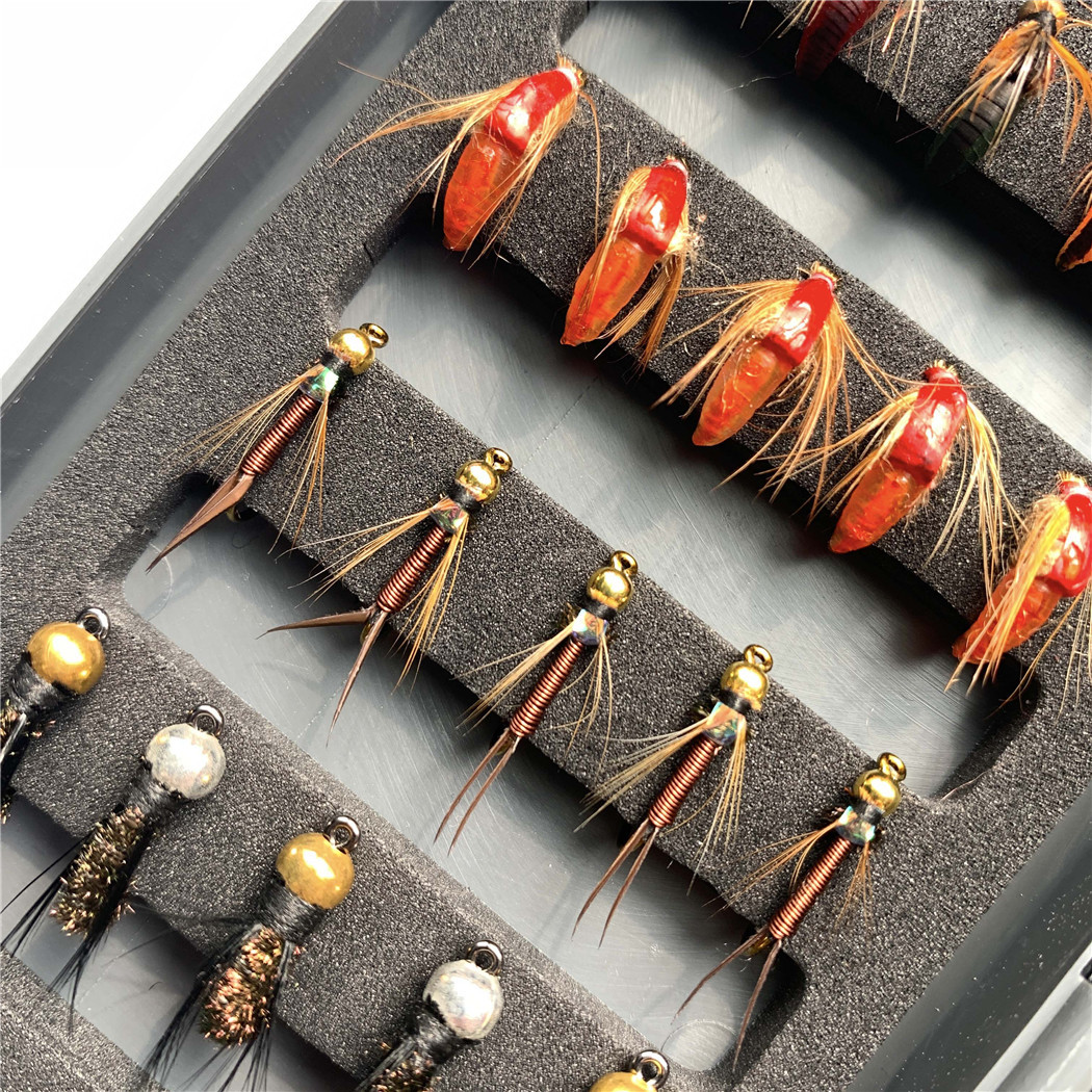 30/40 stücke Fliegen Angeln Lockt Fliegen Angeln Sortiment Kit für Bass Forelle Lachs Angeln Trocken Fliegt Nass Fliegen streamer Nymphen – Detail 11