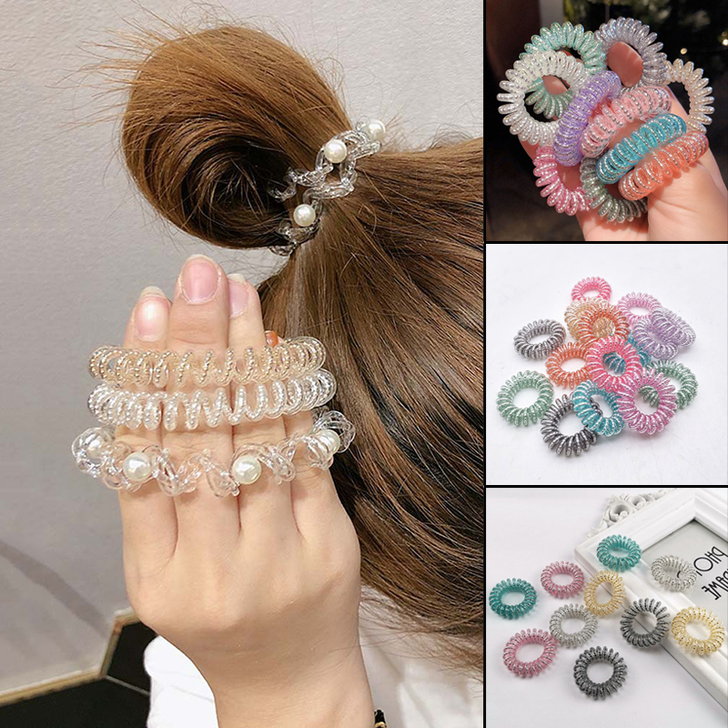 Neu Spirale Haar Krawatten Telefon Kabel Keine Falte Dent Leistungsstarke Grip Pferdeschwanz-halter Haar Zubehör für Frauen Mädchen – Detail 1