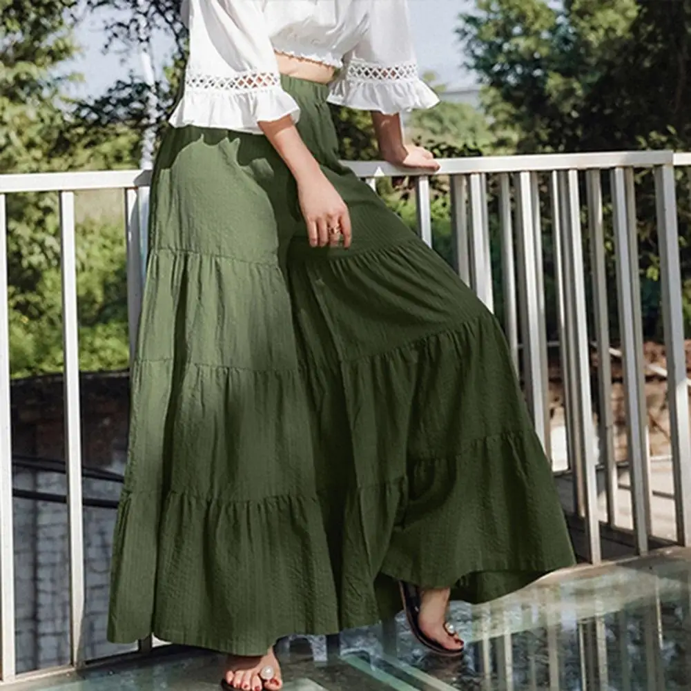 Calças vintage saia tornozelo-comprimento fatiado artesanato mulher