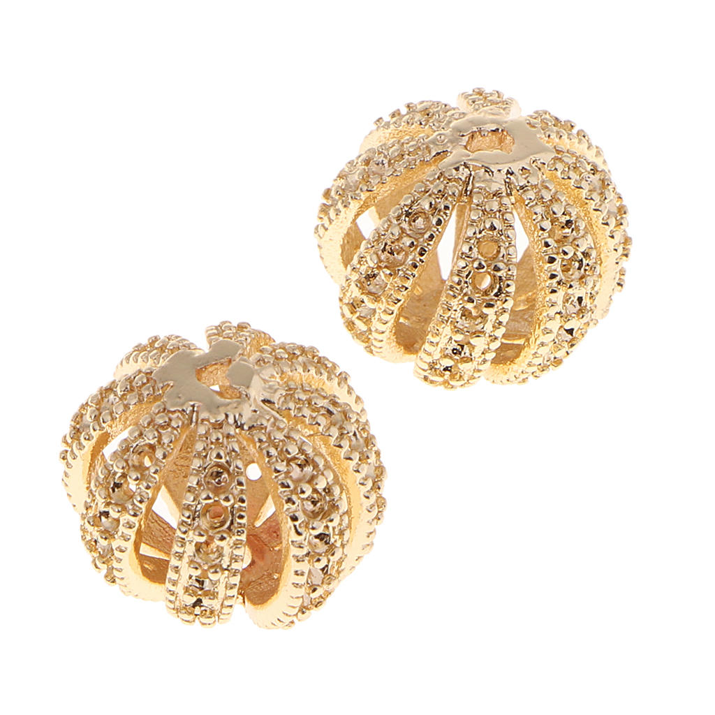 2 Pieces Sewing Crafts Embellishments Antique Floral Filigree golden Beads Charms For Jewelry Making Craft