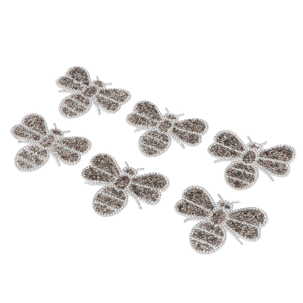 6pcs Bee Design Iron on Crystal Patch for Bag Backpack Pants Sweater Sticker