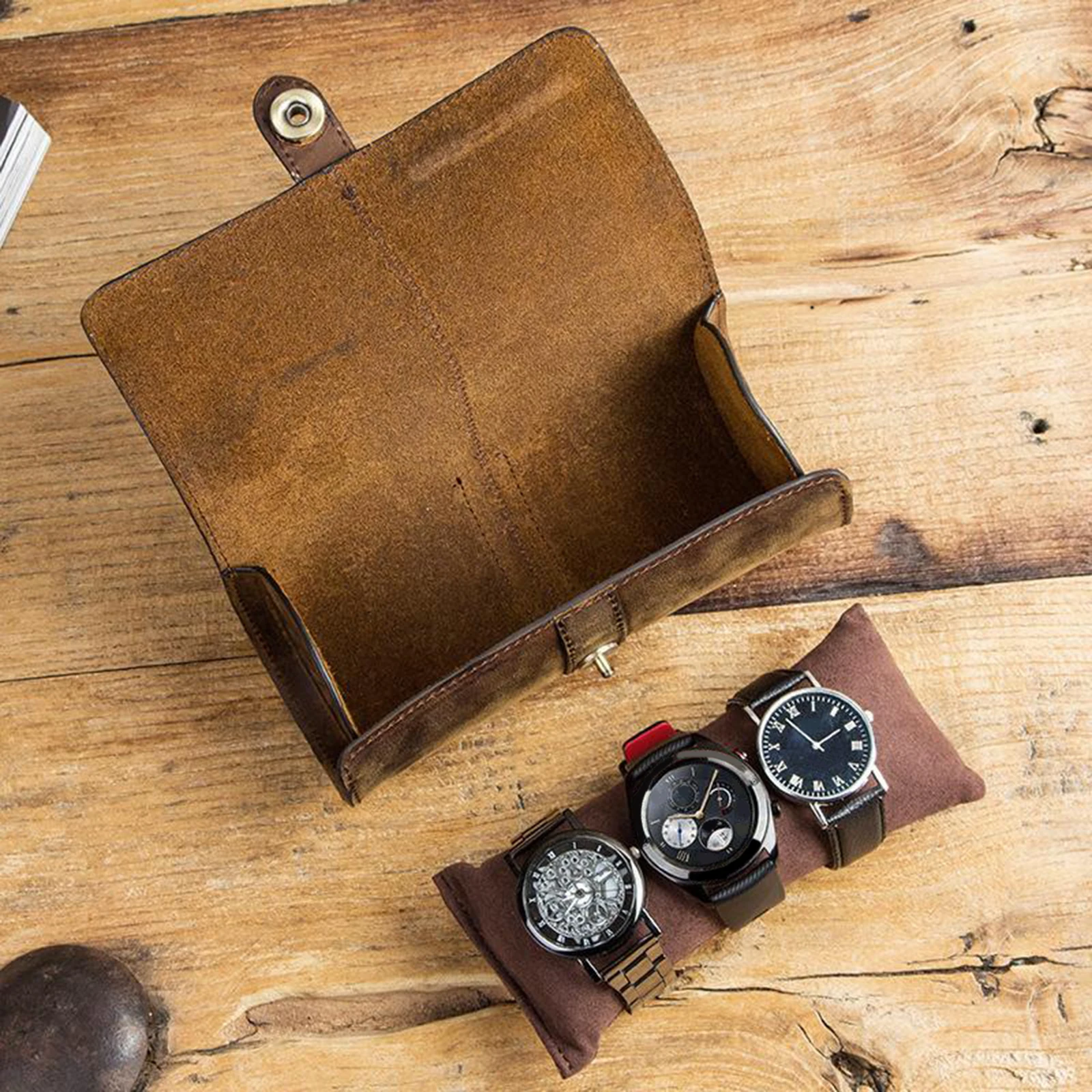 Handmade Multi-Purpose Watch Roll Jewelry Storage for Travel Gift Husband
