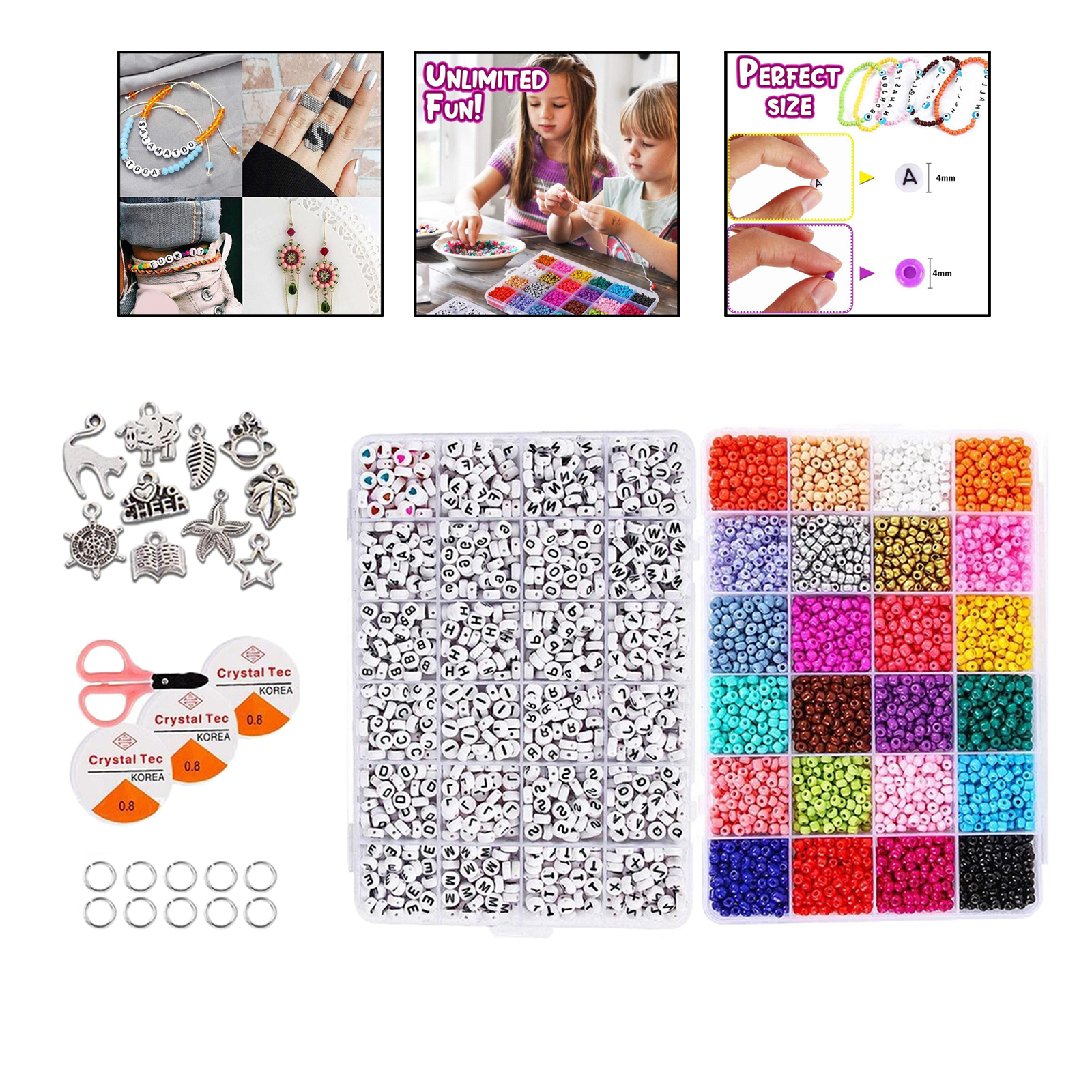 5000Pcs 4mm Glass Seed Bead Loose Beads Necklace Jewelry Findings Supplies