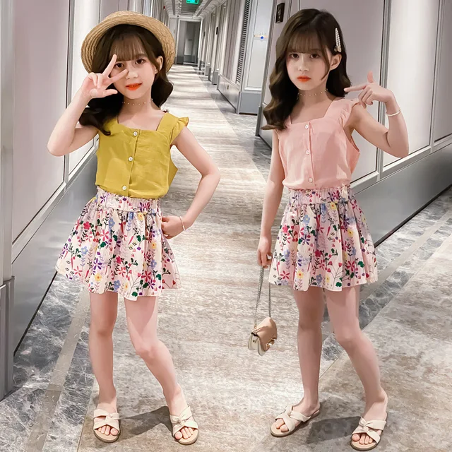 3-13 Years Girls Summer Outfits Kids Sleeveless Shirt Tops and Loose Shorts  Toddler Girl's Summer 2 Piece Clothing Sets 6 8 10 9 - AliExpress