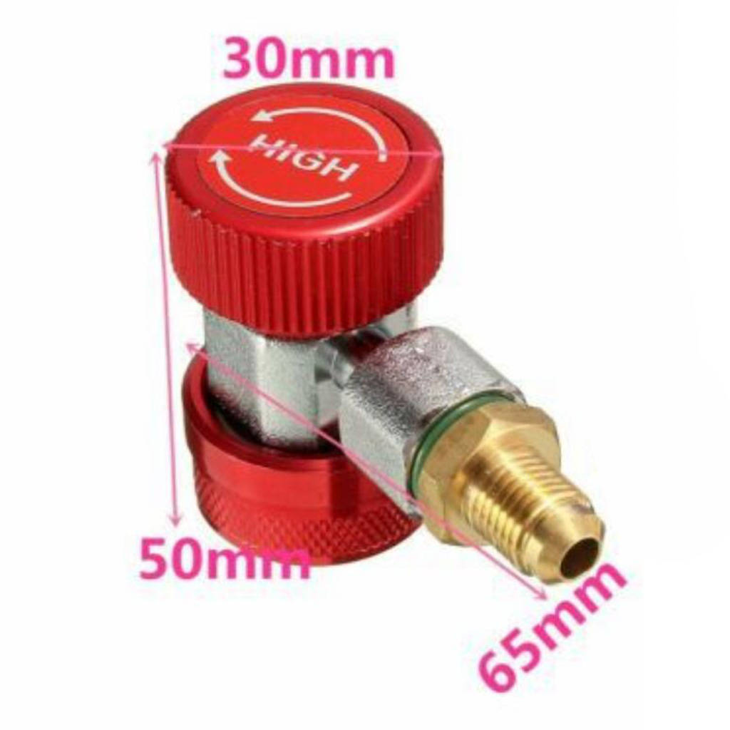 R134A Quick Coupling Adapters Adjustable High A/C Auto Gauge Red