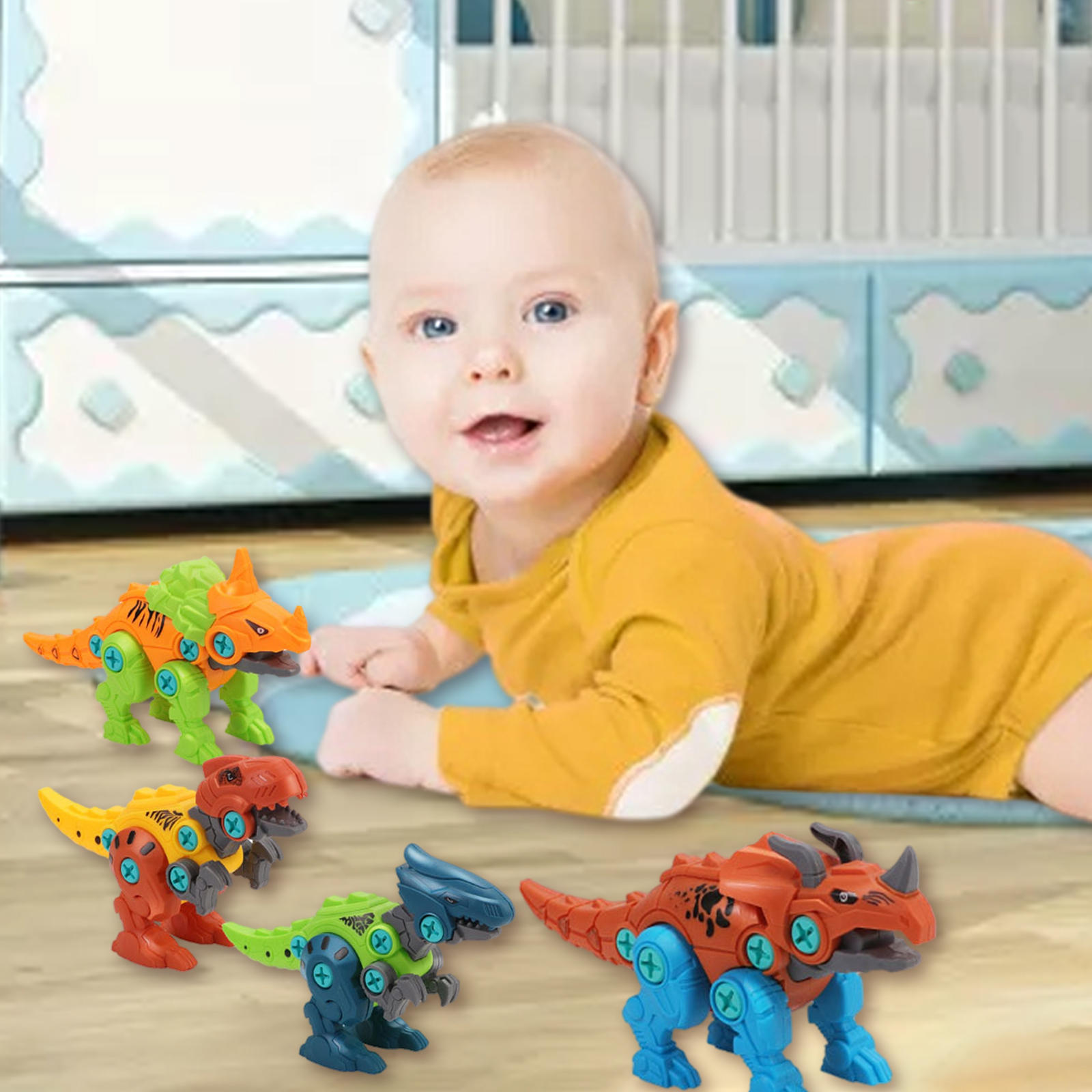 Take Apart Dinosaur Toys Portable Electric Drill Learning Educational Animals Stem Playset for Kids Boys Girls Teenager Toddler