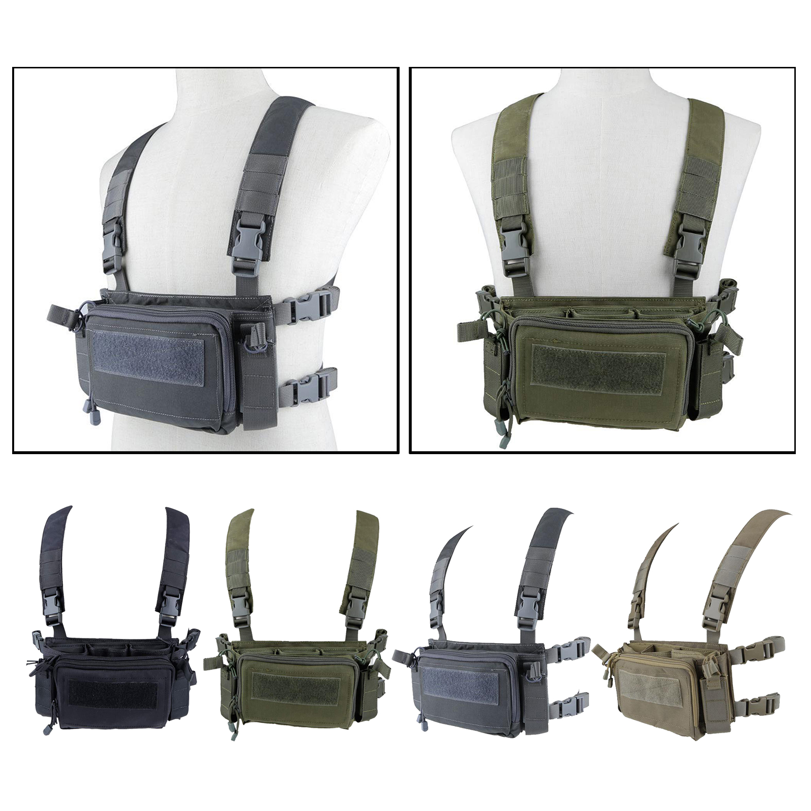 Tactical Vest with Pouch Molle Chest Rig Gear Paintball Plate Carrier
