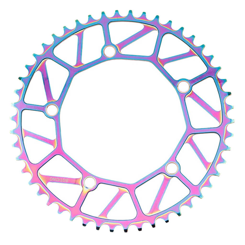130BCD Folding Bike Chainring Narrow Wide Anti-Drop Chain Ring Silver 52T