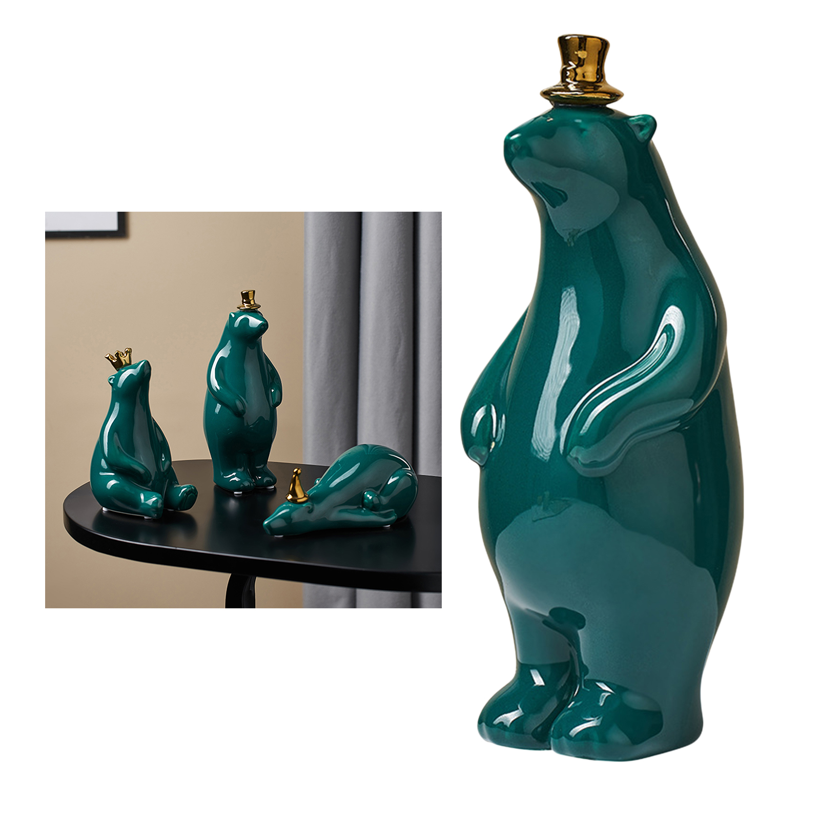 Cute Polar Bear Figurine Ceramic Sculpture Artware Home Desktop Decorations