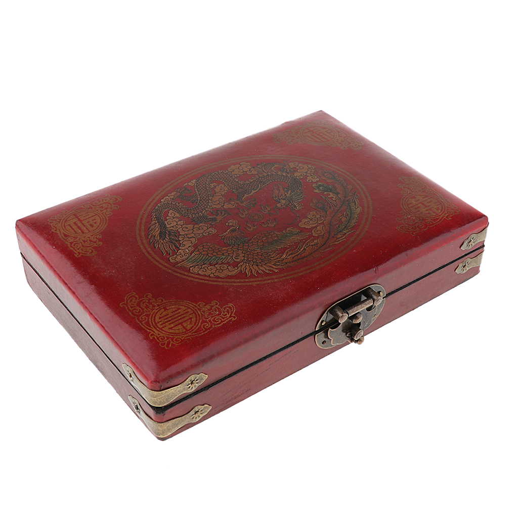 Small Szie Traditional Chinese Version Mahjong Game Set - 144 Fiberboard Tiles & Instruction in Wooden Storage Box