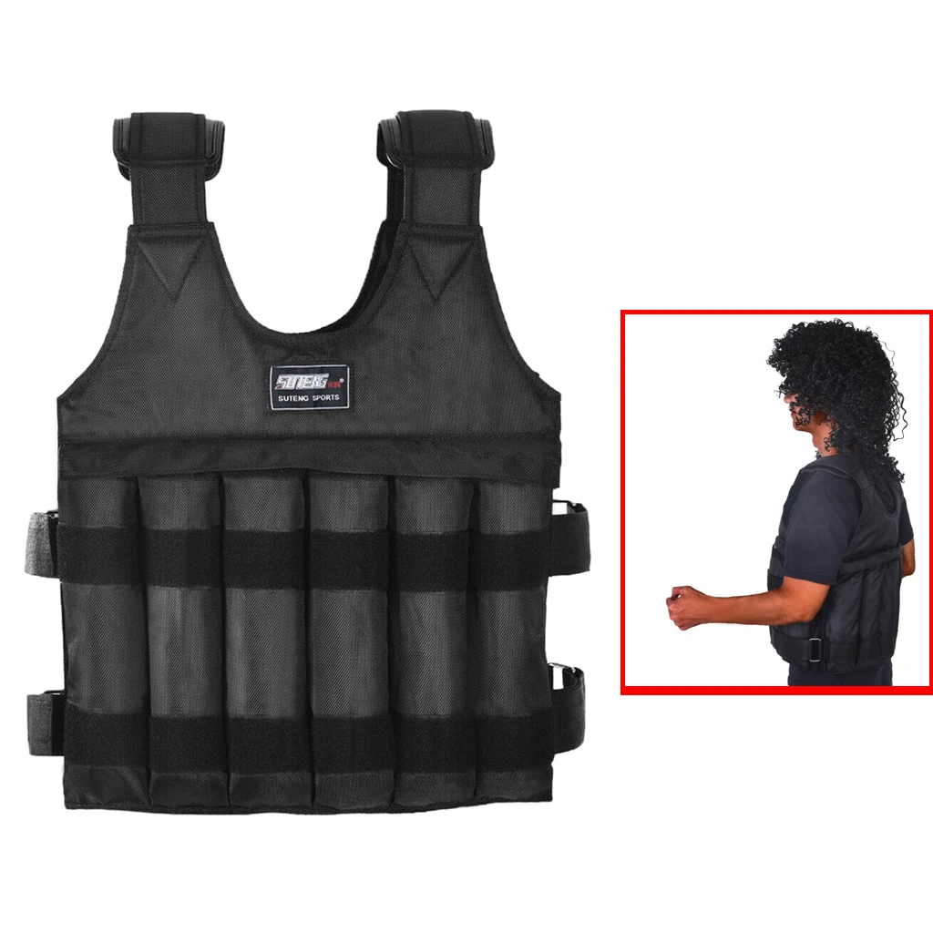 50kg/110lb Loading Weighted Vest For Boxing Training Workout Fitness Equipment Adjustable Waistcoat Jacket Sand Clothing