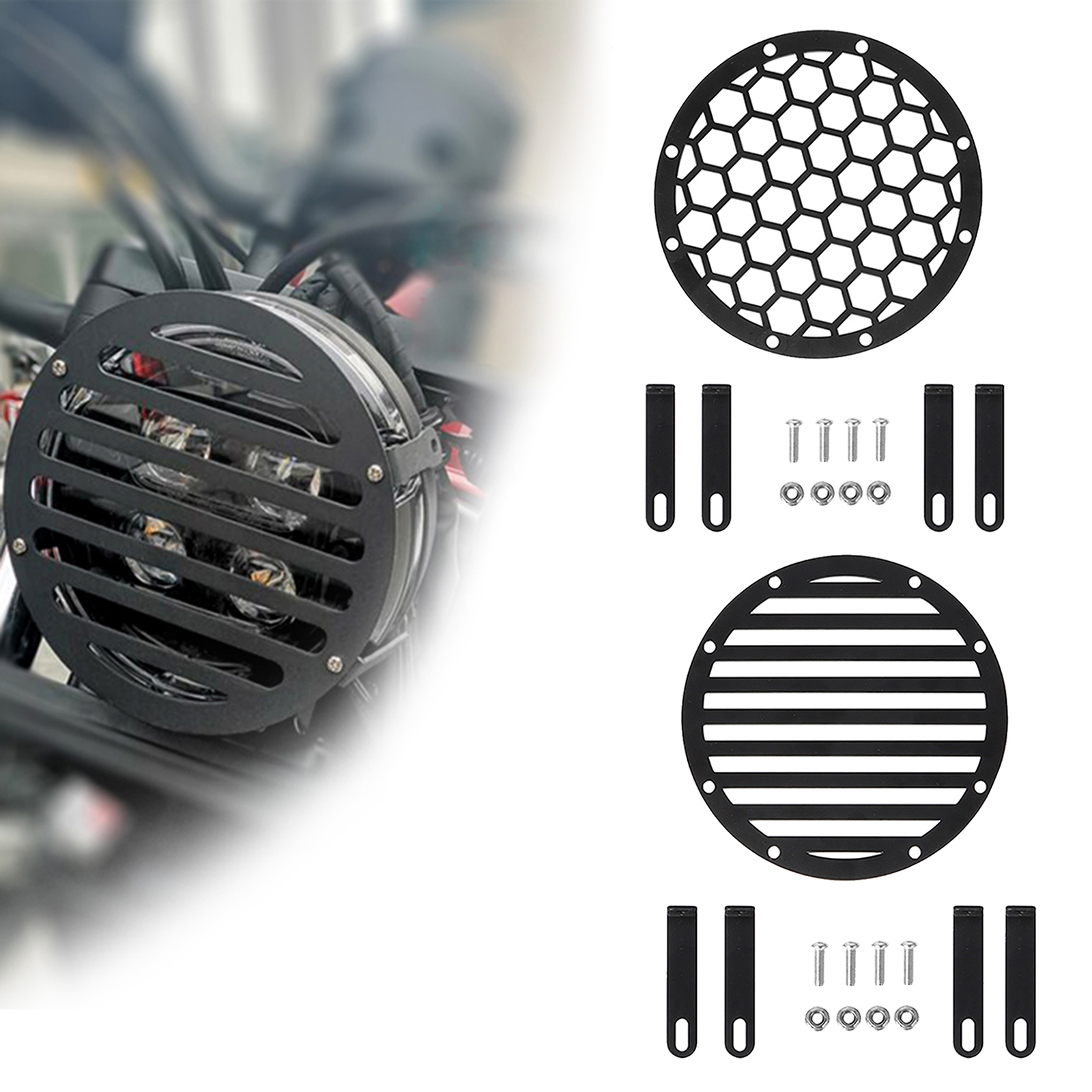 Iron Round Headlight Grill Cover Head Lamp Protector Grille Compatible with Honda CMX500 300 17-20 Motorbike Accessories