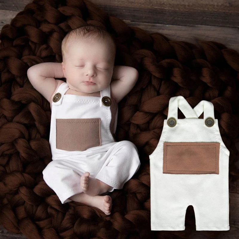 Newborns Photography Props Outfit Baby Romper Infants Photo Shooting Jumpsuit baby footprint card
