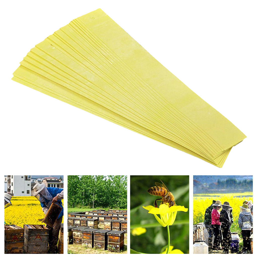 20 Strips Acaricide Beekeeping Fluvalinate Bee Mite Varroa Killer Strips, Yellow
