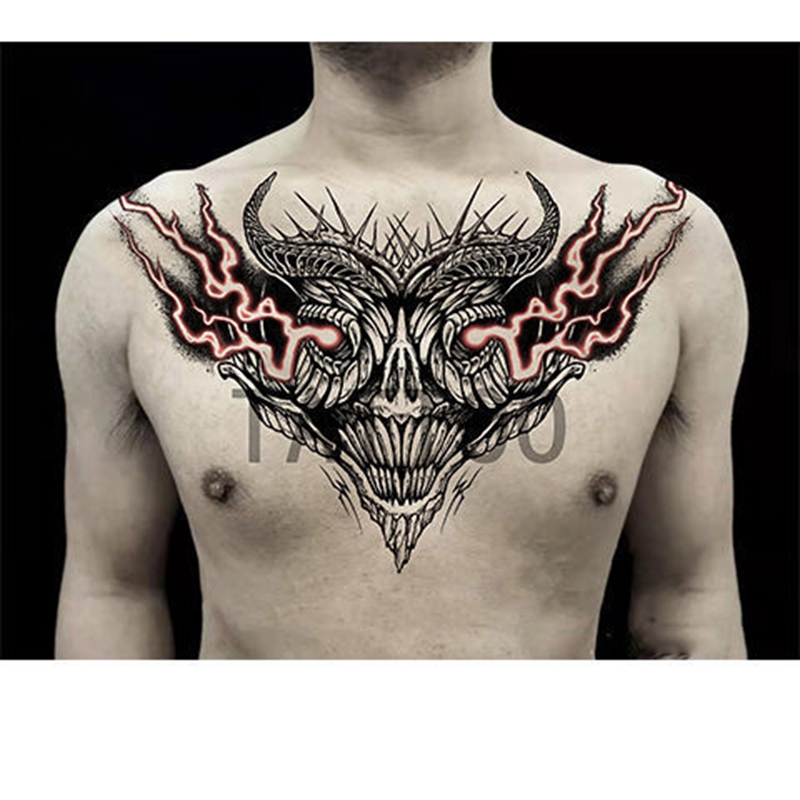 Best of Dark Big V Flower Body Temporary Tattoo Stickers Men And Women Body Art Sexy Rock Cool Fake Tattoo Chest Clavicle Tattoo Sticker Reviews & Tips - Image 3