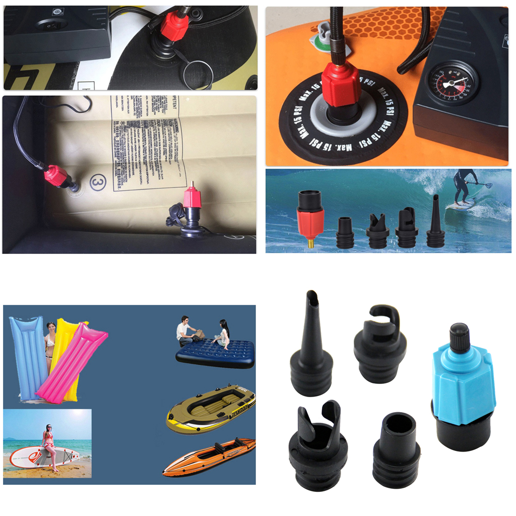 1 Set 4 in1 Pump Adapter Nozzle Electric Pump Valve Adapter Inflatable Boat Air Valve Adaptor Rubber Raft Airbed Swimring