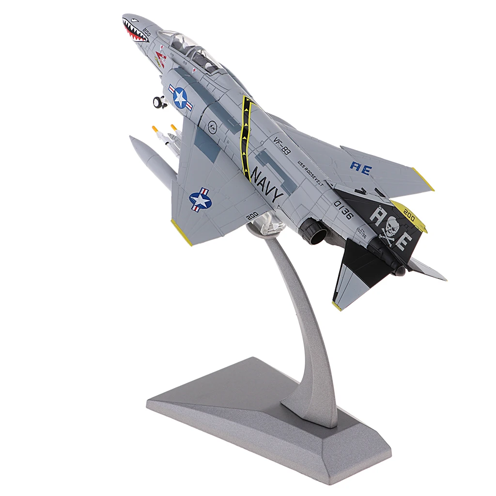 1/100 Scale F-4 Fighter Phantom II Attacker Diecast Metal Model & Stand