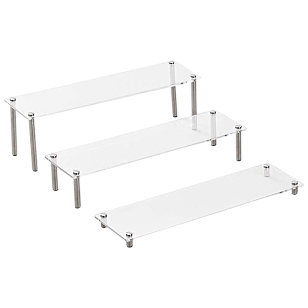 Clear Display Stand Support Holder Stand Organizer Bracket Display Base 3x Ladder for Doll Cupcakes Hobby Desserts Collectibles