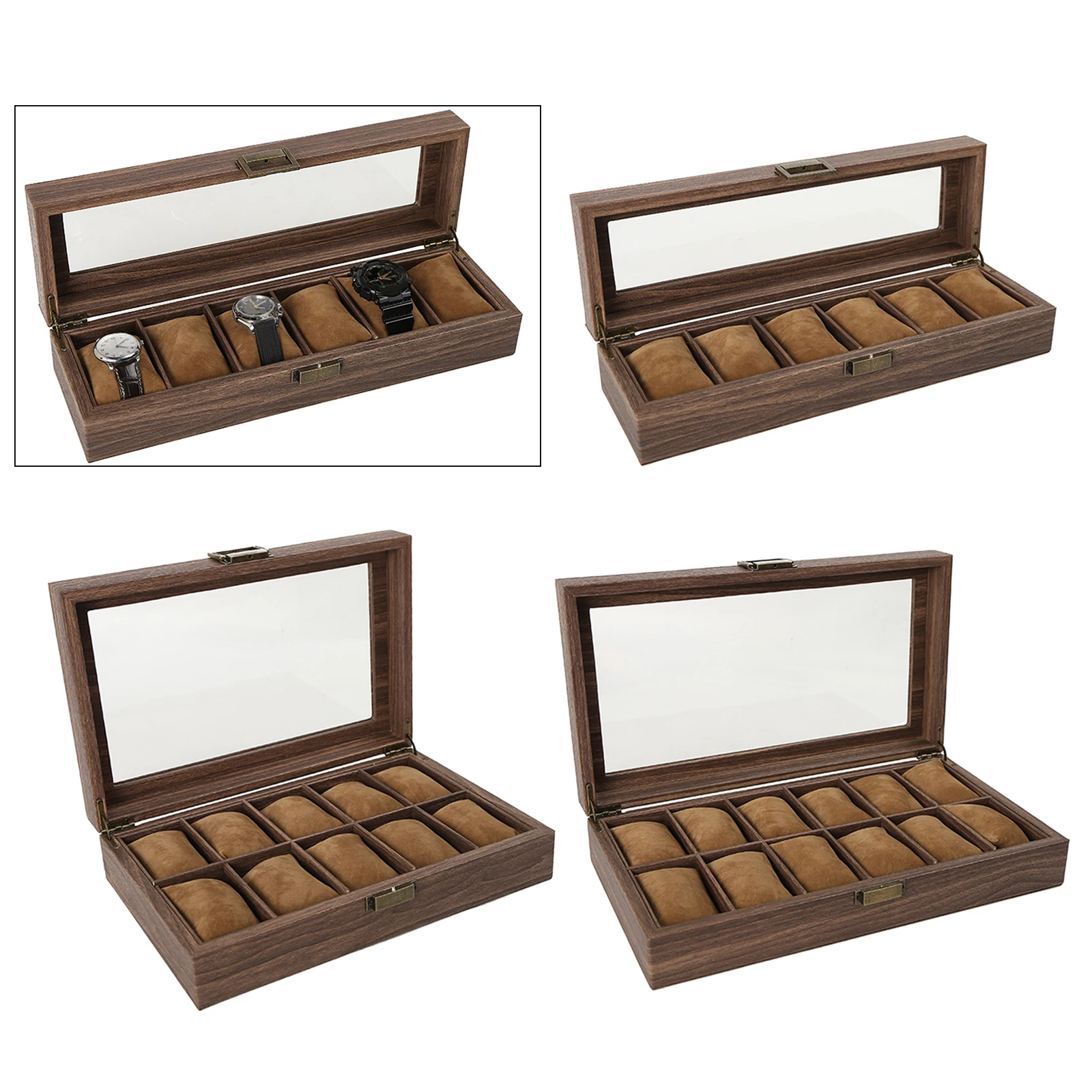 Wooden Watch Box for Men Watch Display Case Wood Luxury Watch Box Large Glass Window, Watch Organizer Box