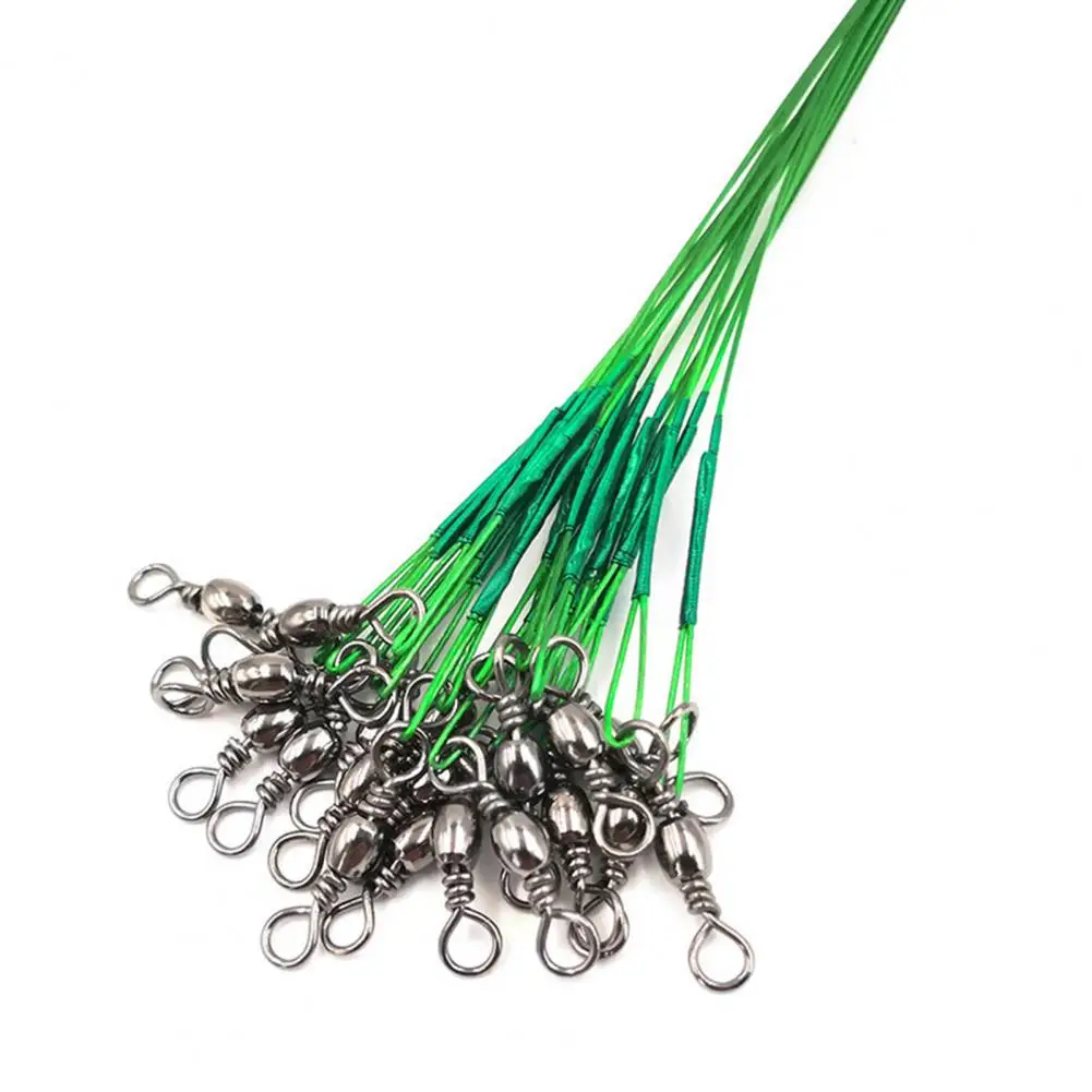 60pcs Green Trace Wire Leader Stainless Steel Fishing Line Leaders/Snap & Swivel 