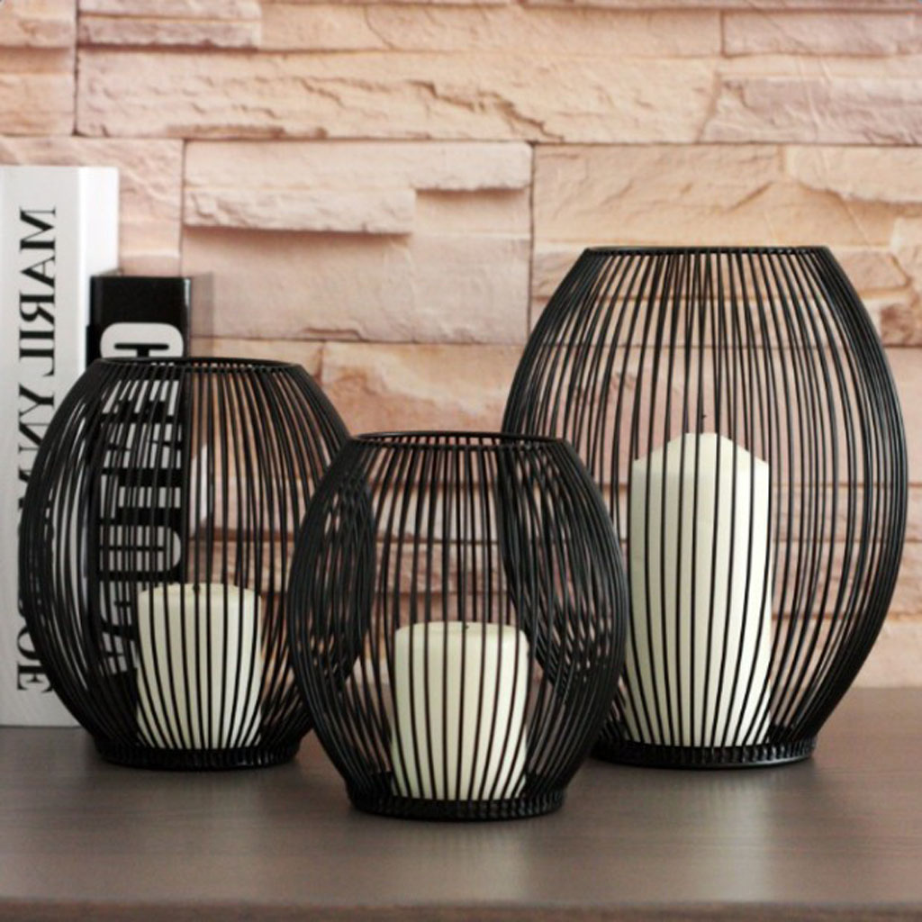Nordic Style Candle Holder Mesh Lampshade Canlestick for Restaurant Bar