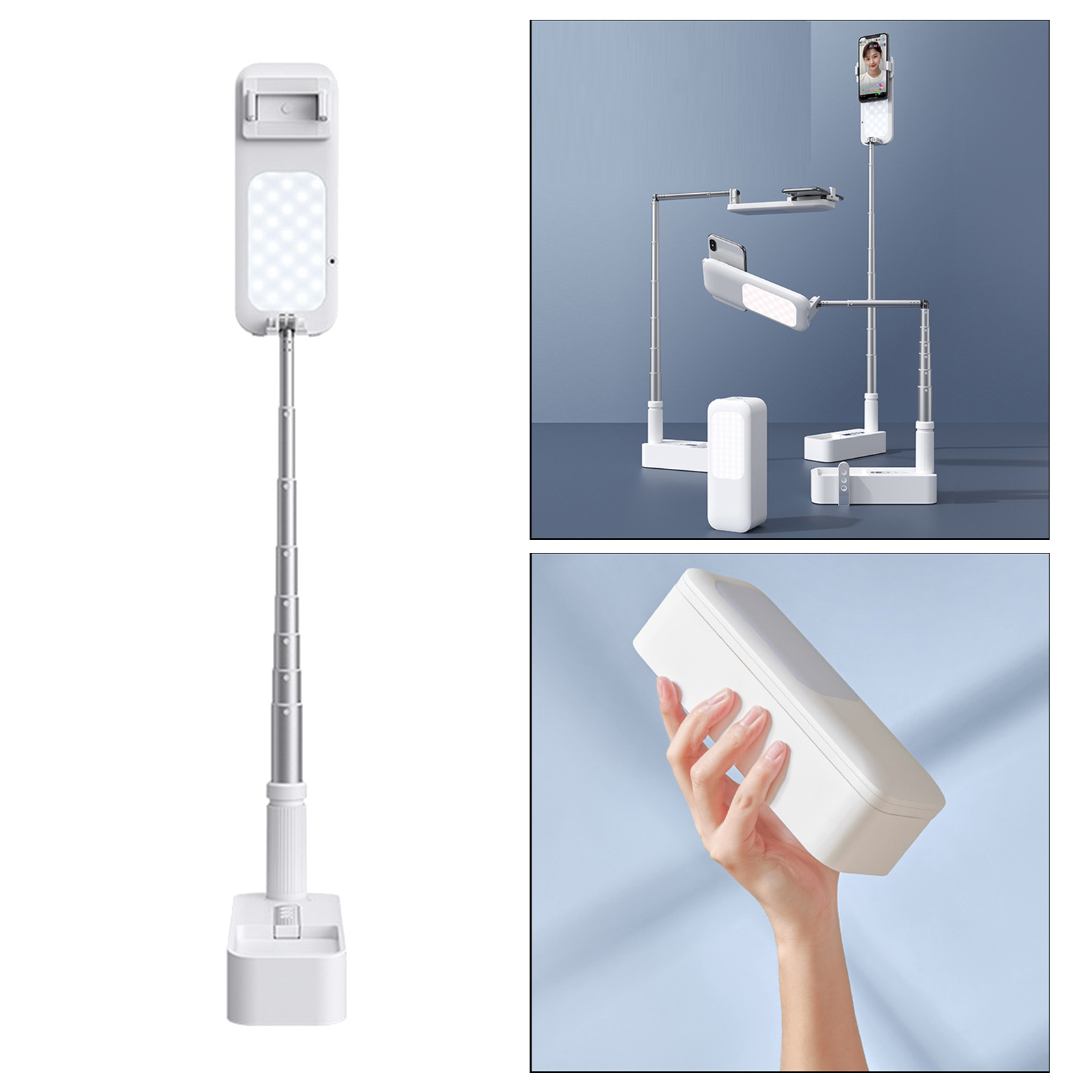 Portable Foldable LED Selfie Makeup Video Light Phone Holder For Vlog, Live Streaming, Bluetooth Wireless Photography Fill Lamp