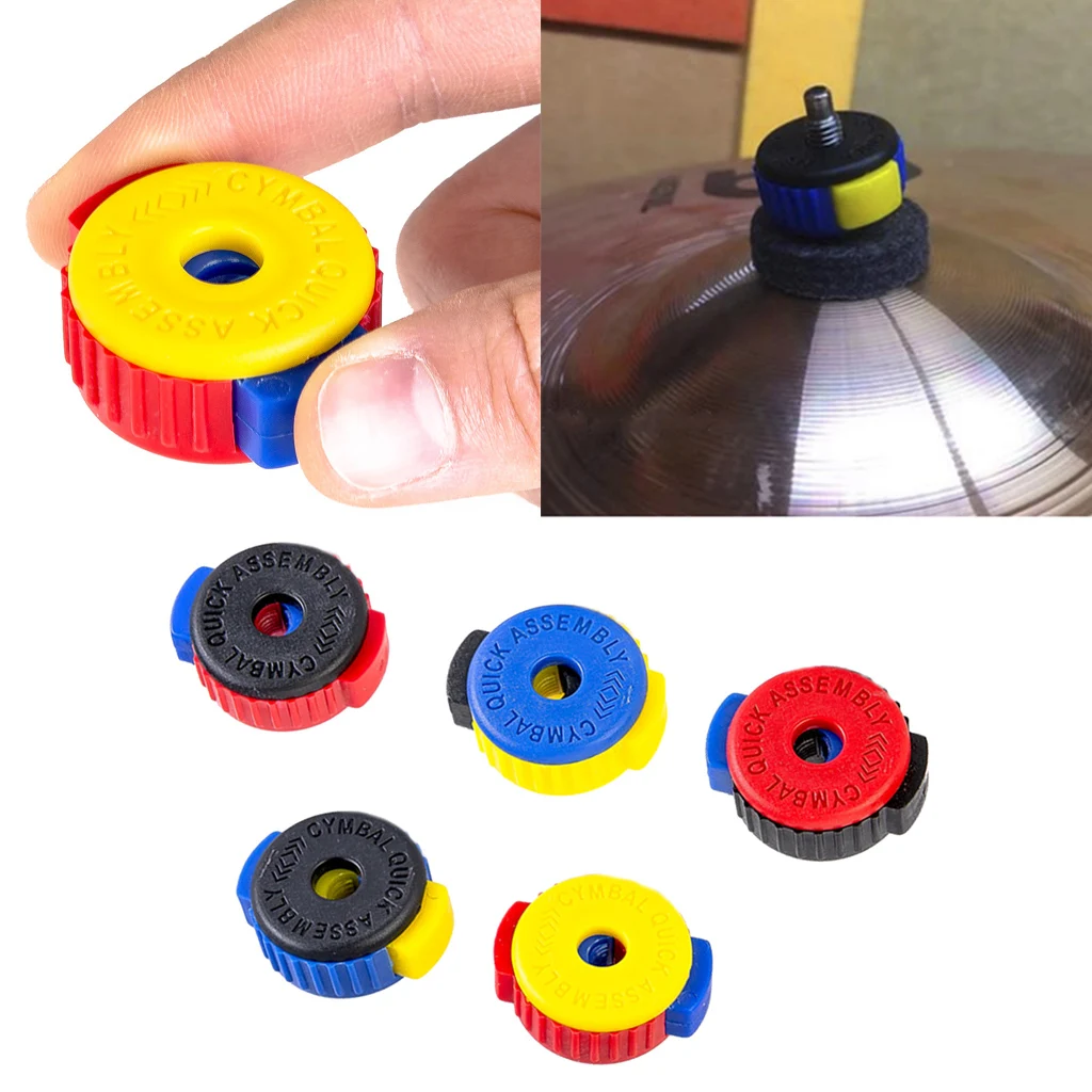 5/Pack Plastic Quick Release Cymbal Nut Cap Drum Kit Part assorted color
