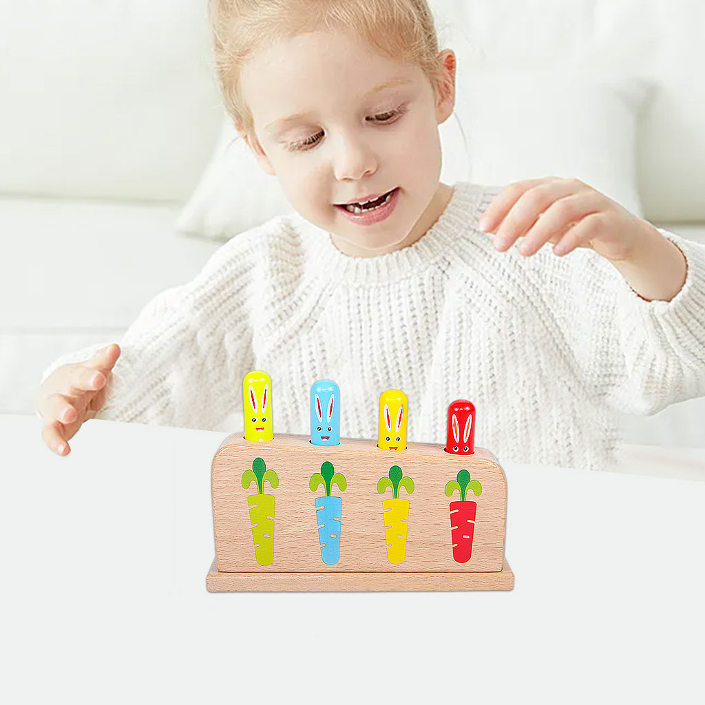 Wood Rabbit Tap Bounce Stick Baby Kids Education Toy